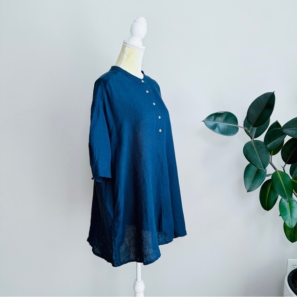 Nique Linen puff sleeve popover blouse - Picture 3 of 5